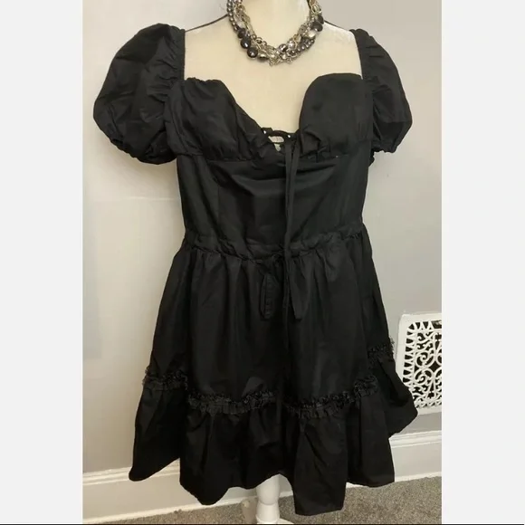 4-27 LTT dress black mini off shoulder sexy party 24 ruffle goth - Picture 1 of 7